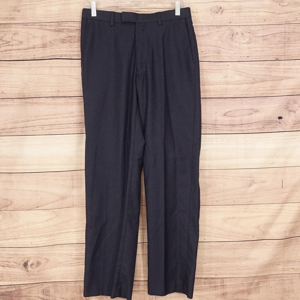 Murano Dress Pants Mens 30x30 Blue Polyester Viscose Flat Front Business